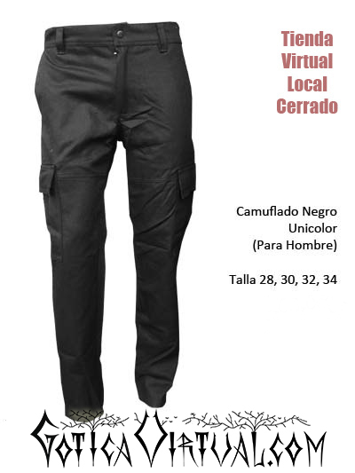 pantalon camuflado unicolor negro tienda online masculino rock metal bogota cali tunja quindio putumayo yopal sucre colombia